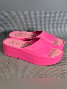 Lemon Jelly Platform Pink Slip-On Sandals Shoes Women's Size 8 US 39 EU